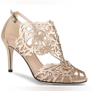 .Marcela heels with ankle strap. Champagne color with leather doles. In E…